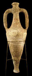 Ancient roman amphora with dipinito in red