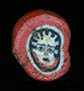 Genuine ancient Roman mosaic red glass cane bead, depicting Medusa from Egyptian Alexandria