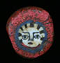 Genuine ancient Roman mosaic red glass cane bead, depicting ancient face of Medusa from Egyptian Alexandria
