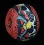 Ancient Roman mosaic glass bead with lotus on red glass matrix from Egyptian Alexandria