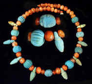 Egyptian faience necklace with amphora amulets