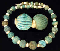 Egyptian faience and glass necklace
